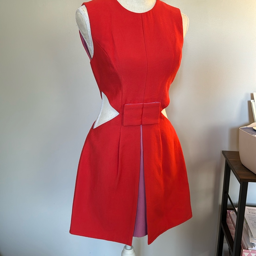 Bcbg maxazria Kathryne side cut out bow front dress size 2